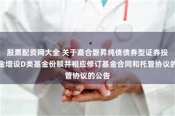 股票配资网大全 关于嘉合磐昇纯债债券型证券投资基金增设D类基金份额并相应修订基金合同和托管协议的公告