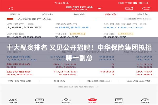 十大配资排名 又见公开招聘！中华保险集团拟招聘一副总