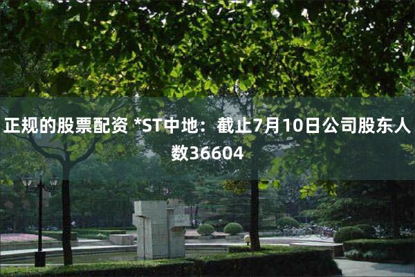 正规的股票配资 *ST中地:截止7月10日公司股东人数36604