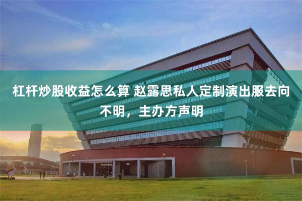 杠杆炒股收益怎么算 赵露思私人定制演出服去向不明,主办方声明