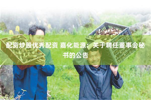配资炒股优秀配资 嘉化能源：关于聘任董事会秘书的公告
